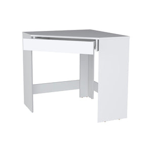 HomeRoots 30" White Wood Corner Computer Desk – Stylish Space-Saving Workstation with Storage Drawer & Modern Design 553552