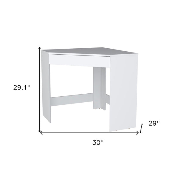 HomeRoots 30" White Wood Corner Computer Desk – Stylish Space-Saving Workstation with Storage Drawer & Modern Design 553552