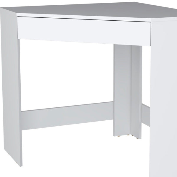 HomeRoots 30" White Wood Corner Computer Desk – Stylish Space-Saving Workstation with Storage Drawer & Modern Design 553552