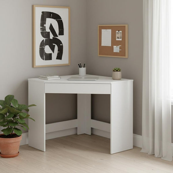 HomeRoots 30" White Wood Corner Computer Desk – Stylish Space-Saving Workstation with Storage Drawer & Modern Design 553552