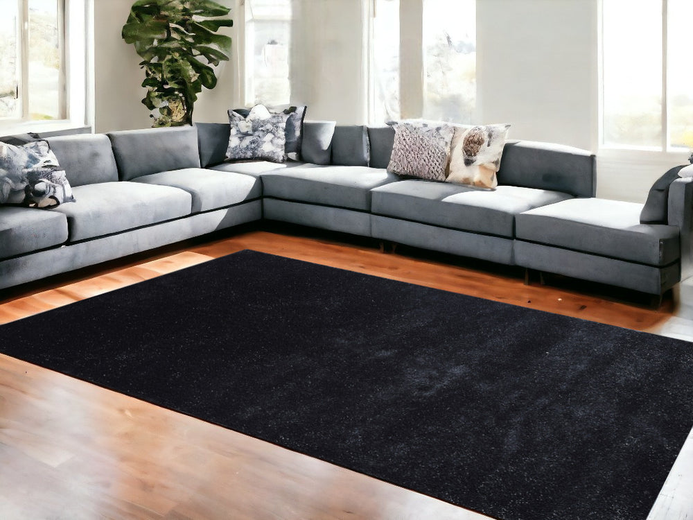 Homeroots 8' X 11' Charcoal Shag Hand Tufted Area Rug  Polyester 553568