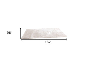 Homeroots 8' X 11' White Shag Hand Tufted Area Rug  Polyester 553578