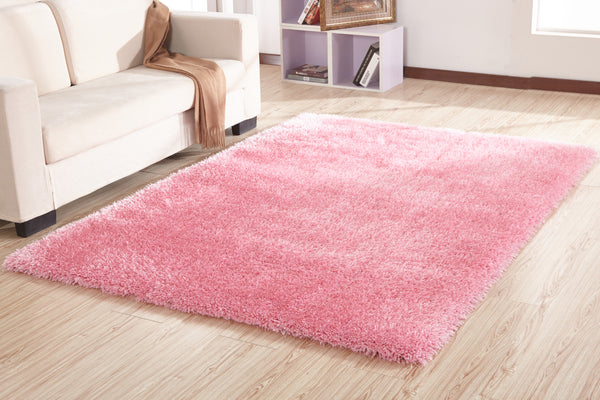 Homeroots 8' X 11' Pink Shag Hand Tufted Area Rug  Polyester 553583