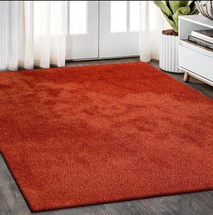 Homeroots 5' X 7' Red Shag Hand Tufted Area Rug  Polyester 553598