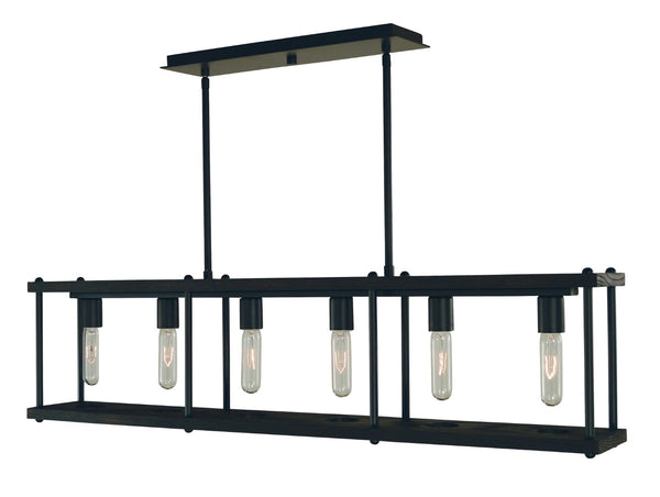 Framburg 6-light Matte Black Industria Island Chandelier - Modern Elegance For Dining & Kitchen Spaces Matte Black Metal 5536 Mblack