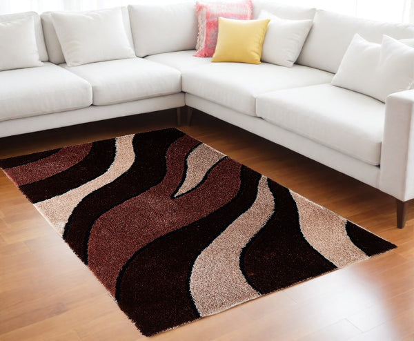 Homeroots 8' X 11' Beige Shag Hand Tufted Area Rug  Polyester 553609