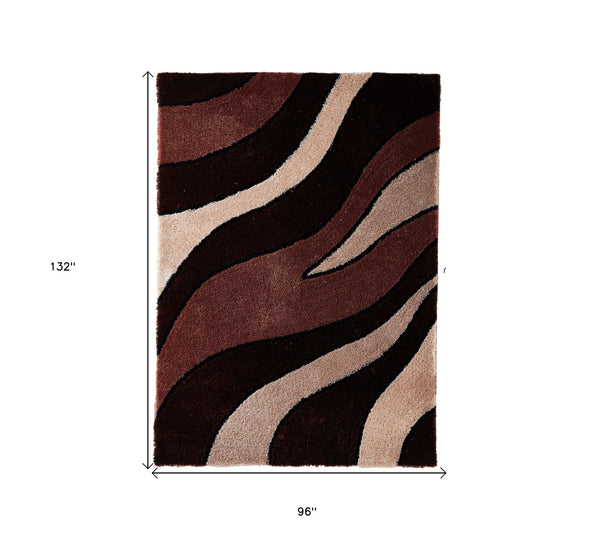 Homeroots 8' X 11' Beige Shag Hand Tufted Area Rug  Polyester 553609