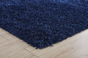 Homeroots 5' X 7' Navy Blue Shag Hand Tufted Area Rug  Polyester 553624