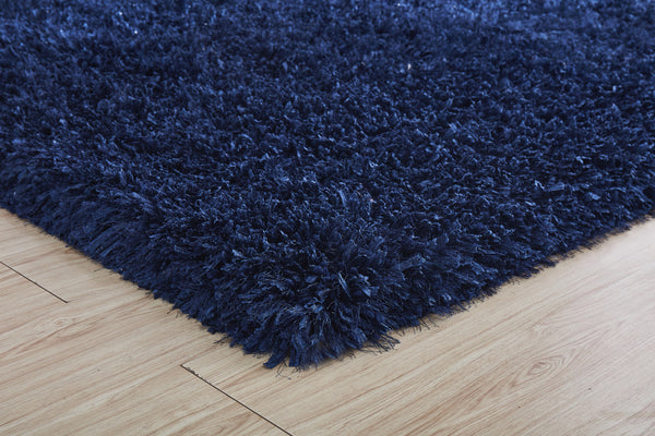 Homeroots 5' X 7' Navy Blue Shag Hand Tufted Area Rug  Polyester 553624