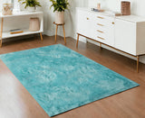 Homeroots 4' X 6' Turquoise Faux Sheepskin Shag Washable Area Rug  Faux Sheepskin 553641