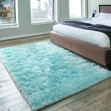 Homeroots 5' X 7' Turquoise Faux Sheepskin Shag Washable Area Rug  Faux Sheepskin 553642