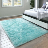 Turquoise Faux Sheepskin Shag Area Rug - Soft, Washable, Stylish Accent for Any Space