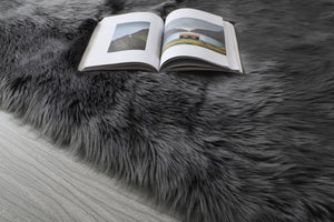 Homeroots 5' X 7' Charcoal Faux Fur Shag Washable Area Rug  Faux Fur 553645