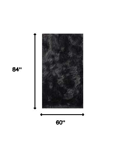 Homeroots 5' X 7' Charcoal Faux Fur Shag Washable Area Rug  Faux Fur 553645