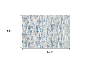 Homeroots 5' X 8' Blue And White Abstract Washable Non Skid Area Rug  Polyester 553651