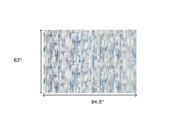 Homeroots 5' X 8' Blue And White Abstract Washable Non Skid Area Rug  Polyester 553651