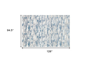 Homeroots 8' X 11' Blue And White Abstract Washable Non Skid Area Rug  Polyester 553652