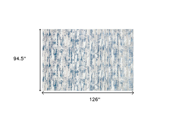 Homeroots 8' X 11' Blue And White Abstract Washable Non Skid Area Rug  Polyester 553652