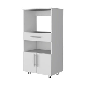 HomeRoots 17" White Wood Pantry Cabinet - Contemporary Storage Solution with 2 Shelves for Any Room Decor 553656