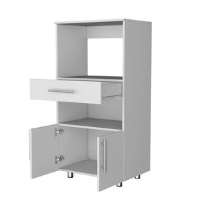 HomeRoots 17" White Wood Pantry Cabinet - Contemporary Storage Solution with 2 Shelves for Any Room Decor 553656