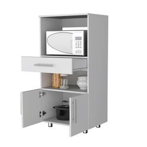 HomeRoots 17" White Wood Pantry Cabinet - Contemporary Storage Solution with 2 Shelves for Any Room Decor 553656