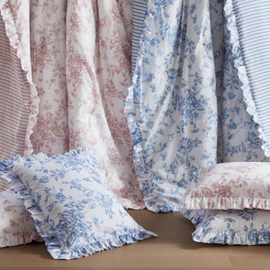 JLA Home Madison Park Essentials - 5 Vintage Coquette Comforter Set with Ruffle Trim, Reversible Stripe, OEKO‑TEX Microfiber for Charming Bedrooms Pink MPE10-1169