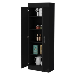 HomeRoots 67" Black Wood Pantry - Stylish Storage Solution with 5 Shelves for Kitchen, Laundry, or Garage Use 553658