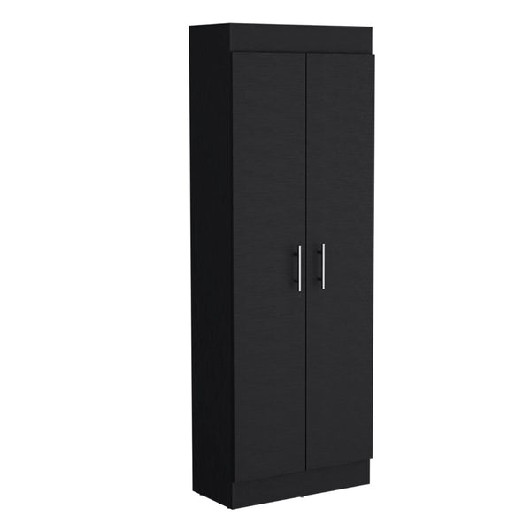 HomeRoots 67" Black Wood Pantry - Stylish Storage Solution with 5 Shelves for Kitchen, Laundry, or Garage Use 553658