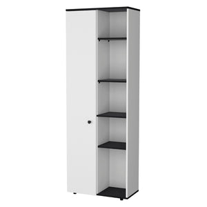 HomeRoots 67" Contemporary Black and White Pantry Cabinet - Stylish Vertical Storage for Any Space! 553659