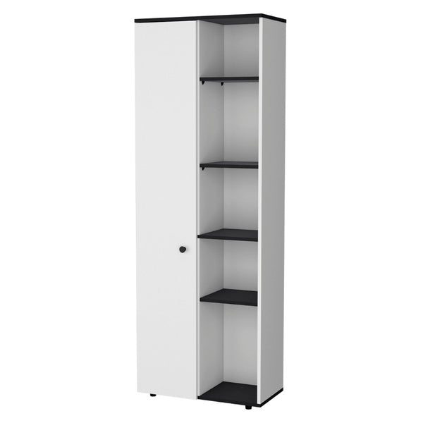 HomeRoots 67" Contemporary Black and White Pantry Cabinet - Stylish Vertical Storage for Any Space! 553659