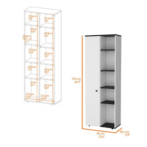HomeRoots 67" Contemporary Black and White Pantry Cabinet - Stylish Vertical Storage for Any Space! 553659