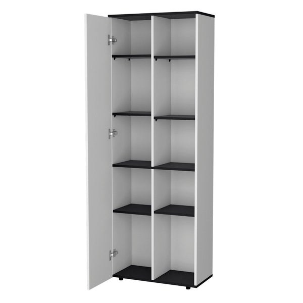 HomeRoots 67" Contemporary Black and White Pantry Cabinet - Stylish Vertical Storage for Any Space! 553659