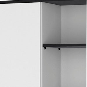 HomeRoots 67" Contemporary Black and White Pantry Cabinet - Stylish Vertical Storage for Any Space! 553659