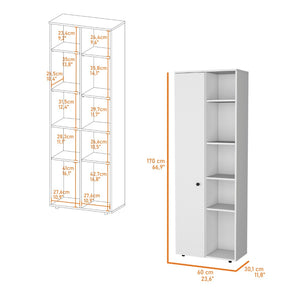 HomeRoots 67" Contemporary White Wood Pantry Cabinet - Stylish Storage Solution for Narrow Spaces & Organizing 553660