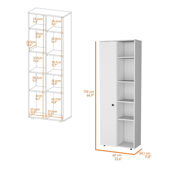 HomeRoots 67" Contemporary White Wood Pantry Cabinet - Stylish Storage Solution for Narrow Spaces & Organizing 553660