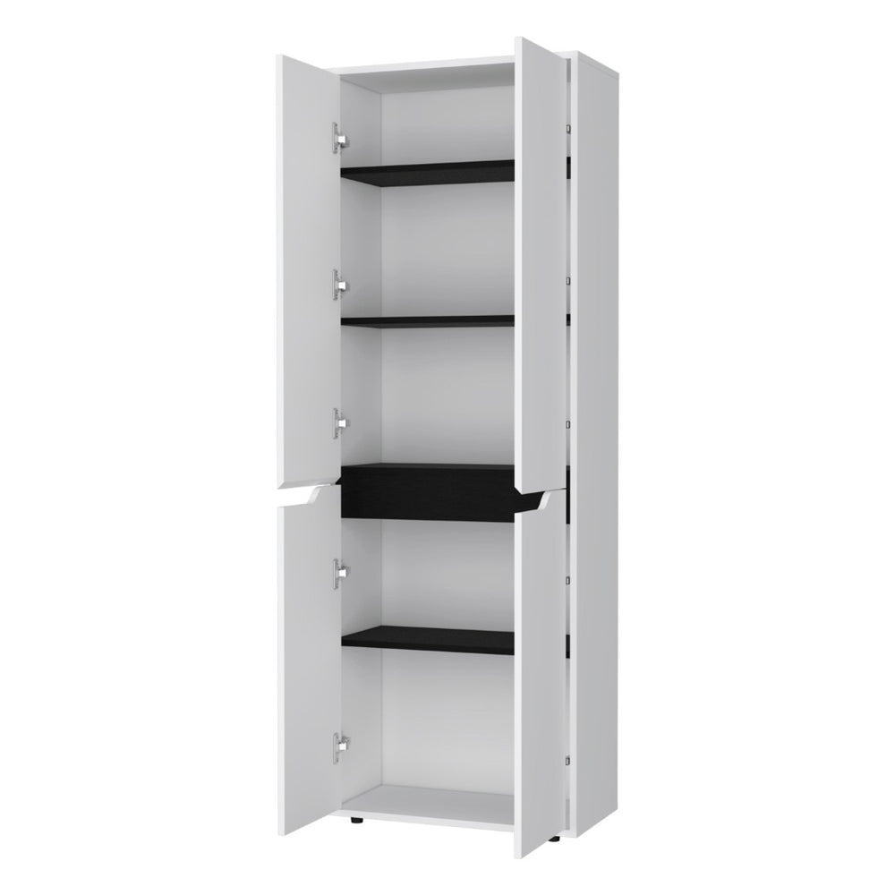 HomeRoots 67" Stylish Black and White Pantry Cabinet - Versatile Storage Solution for Kitchen, Office & More 553661