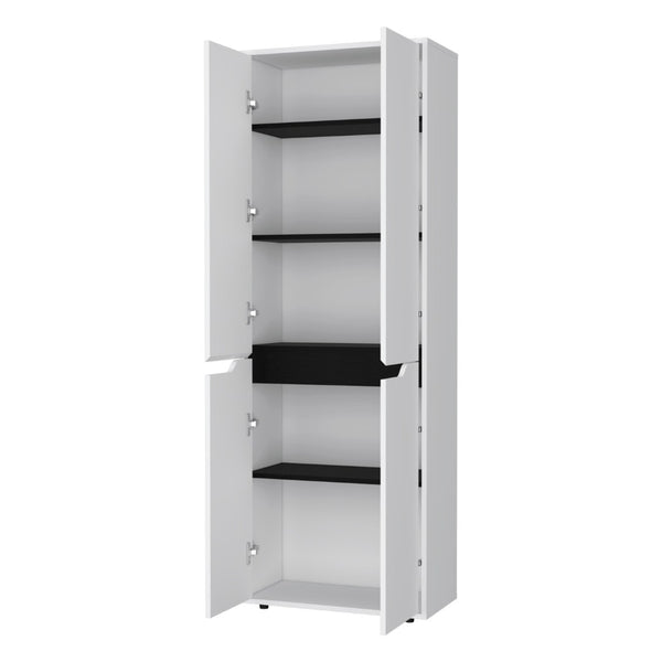 HomeRoots 67" Stylish Black and White Pantry Cabinet - Versatile Storage Solution for Kitchen, Office & More 553661