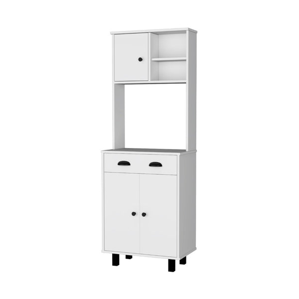 HomeRoots 67" White Pantry Cabinet – Stylish Storage Solution with 5 Shelves for Kitchen, Laundry, or Home Office 553663