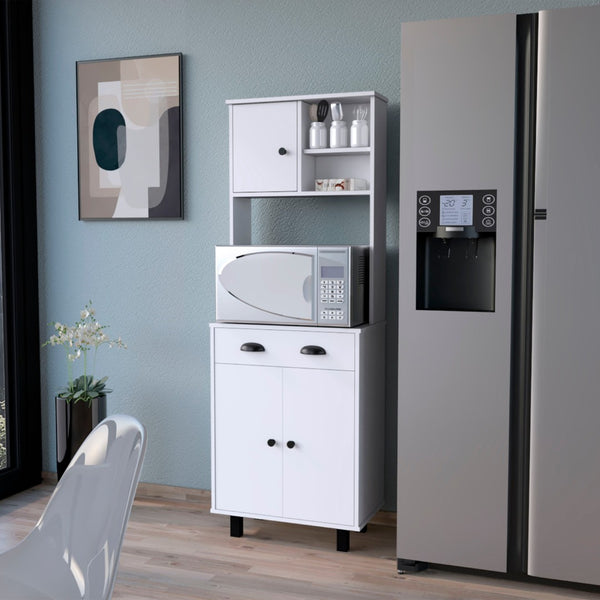 HomeRoots 67" White Pantry Cabinet – Stylish Storage Solution with 5 Shelves for Kitchen, Laundry, or Home Office 553663
