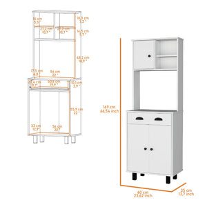 HomeRoots 67" White Pantry Cabinet – Stylish Storage Solution with 5 Shelves for Kitchen, Laundry, or Home Office 553663