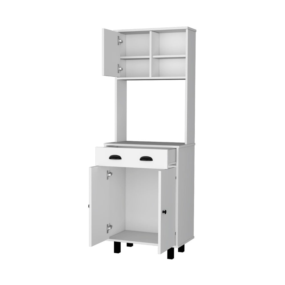HomeRoots 67" White Pantry Cabinet – Stylish Storage Solution with 5 Shelves for Kitchen, Laundry, or Home Office 553663