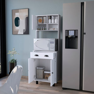 HomeRoots 67" White Pantry Cabinet – Stylish Storage Solution with 5 Shelves for Kitchen, Laundry, or Home Office 553663
