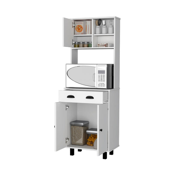 HomeRoots 67" White Pantry Cabinet – Stylish Storage Solution with 5 Shelves for Kitchen, Laundry, or Home Office 553663