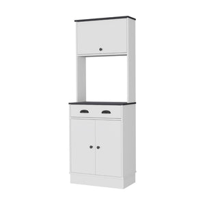 HomeRoots 66" Stylish Black and White Pantry Cabinet - Space-Saving Storage for Modern Kitchens & More 553664