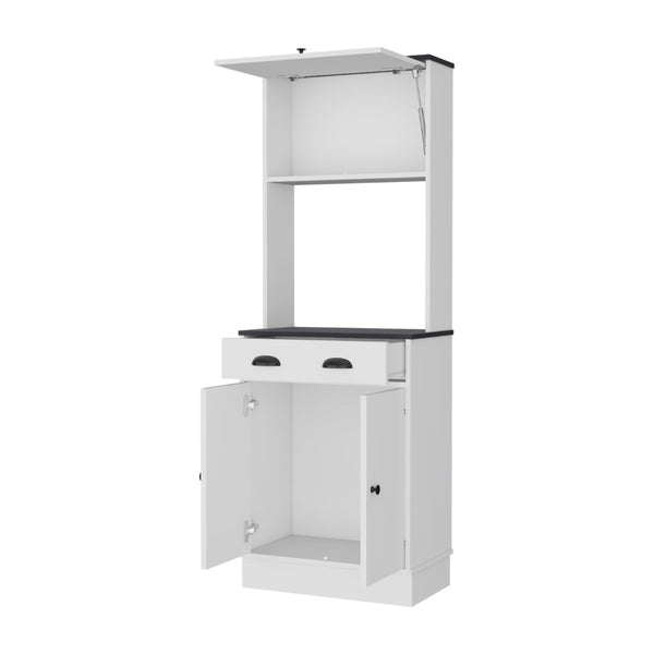 HomeRoots 66" Stylish Black and White Pantry Cabinet - Space-Saving Storage for Modern Kitchens & More 553664
