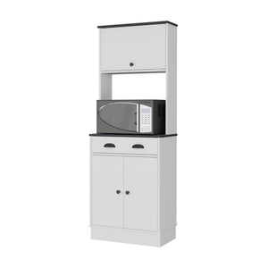 HomeRoots 66" Stylish Black and White Pantry Cabinet - Space-Saving Storage for Modern Kitchens & More 553664