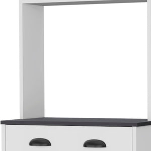 HomeRoots 66" Stylish Black and White Pantry Cabinet - Space-Saving Storage for Modern Kitchens & More 553664