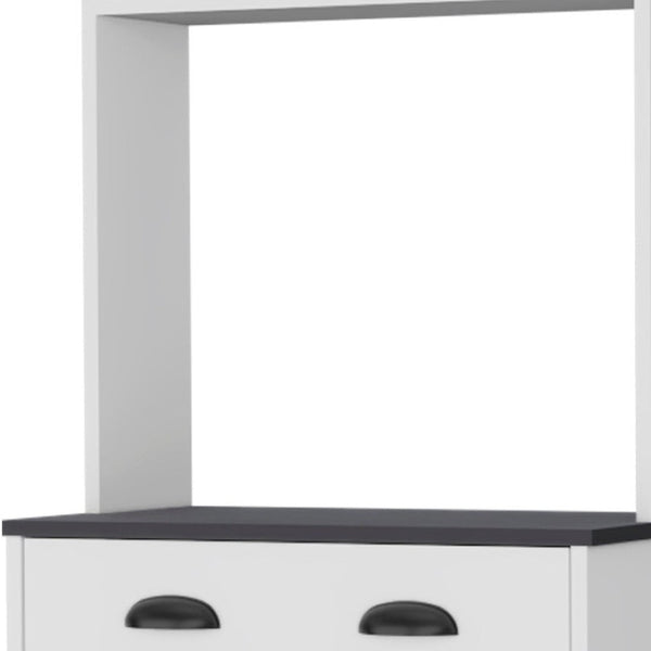 HomeRoots 66" Stylish Black and White Pantry Cabinet - Space-Saving Storage for Modern Kitchens & More 553664
