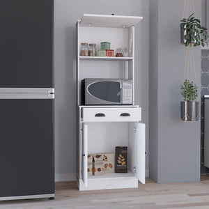 HomeRoots 66" White Wood Pantry Cabinet – Stylish Storage Solution for Kitchen, Laundry, or Hallway Organization 553665