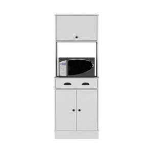 HomeRoots 66" White Wood Pantry Cabinet – Stylish Storage Solution for Kitchen, Laundry, or Hallway Organization 553665